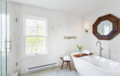 Sitting area in our oceanfront luxury cottages near Camden