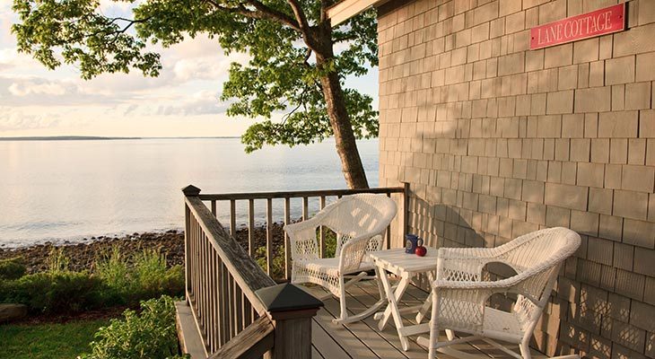 Oceanfront Resorts in Maine view from the deck of the Fitz Henry Lane Cottage