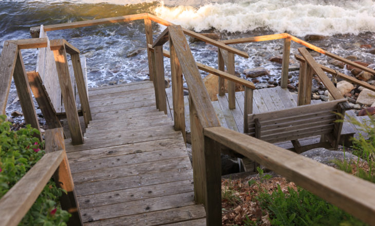 ocean walkway to Penobscot Bay