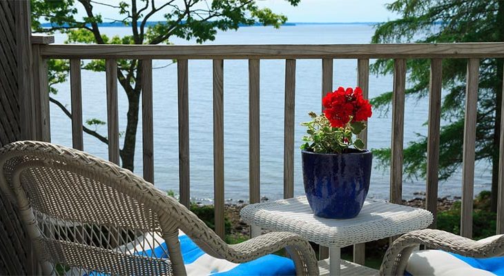 The deck of the E.B. White Room overlooking the ocean
