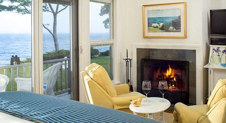 Our Maine oceanfront rentals have fireplaces
