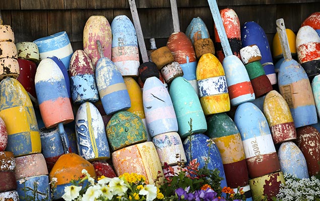 Visit Monhegan Island, lobster buoys