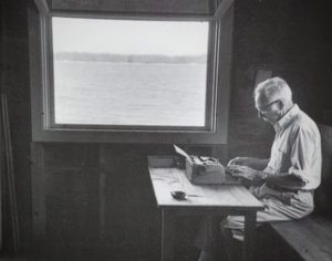 E.B. White writing in Maine