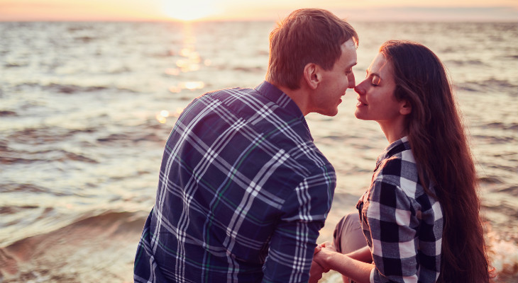 Honeymooners on the beach