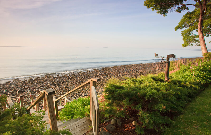 Rocky Maine beach and ocean view