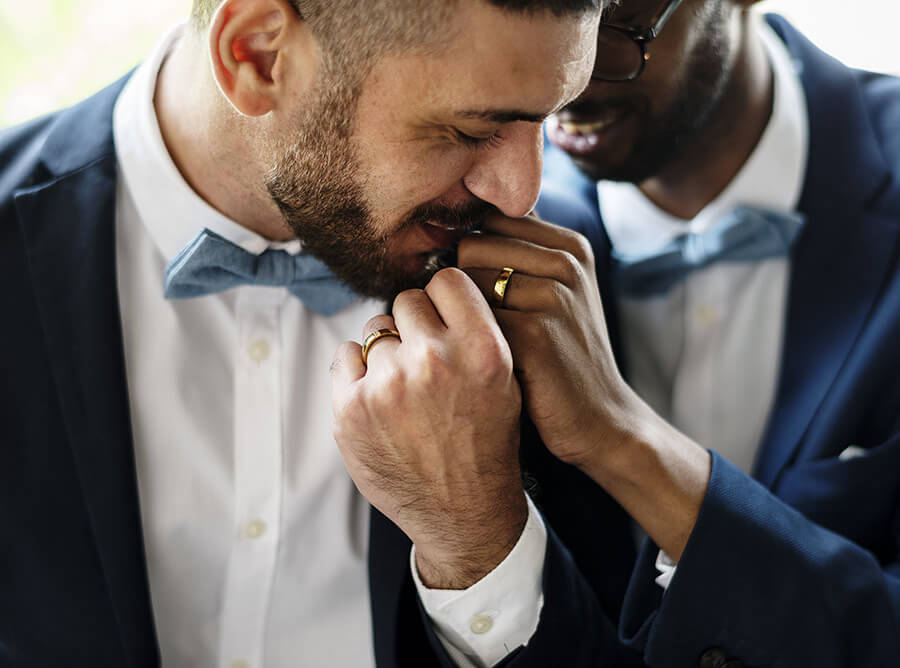 romantic gay wedding couple