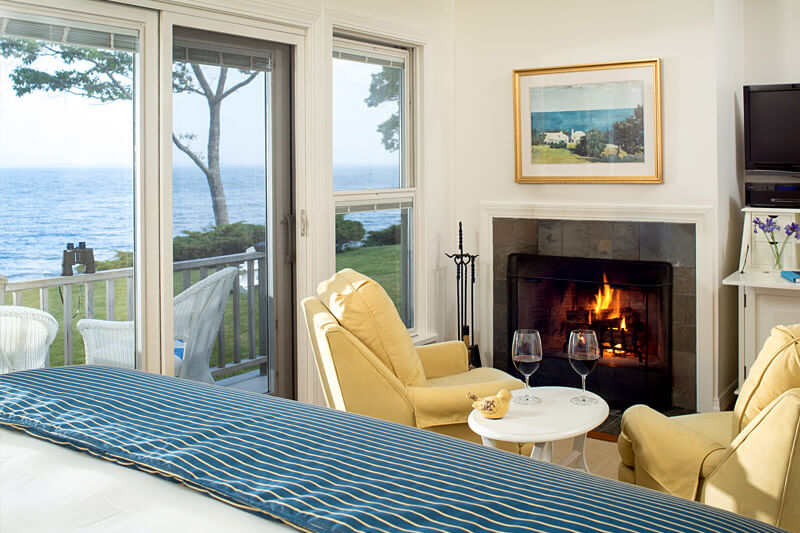 oceanfront cottage with view and fireplace